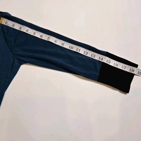 B.Design Womens Colorblock Tunic Small Asymmetrical Blue Teal Black 3/4 Sleeve - Picture 4 of 7